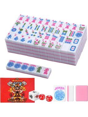 Premium 1.2-Inch Pink Mahjong Tile Set - Durable Melamine for Multiplayer Fun